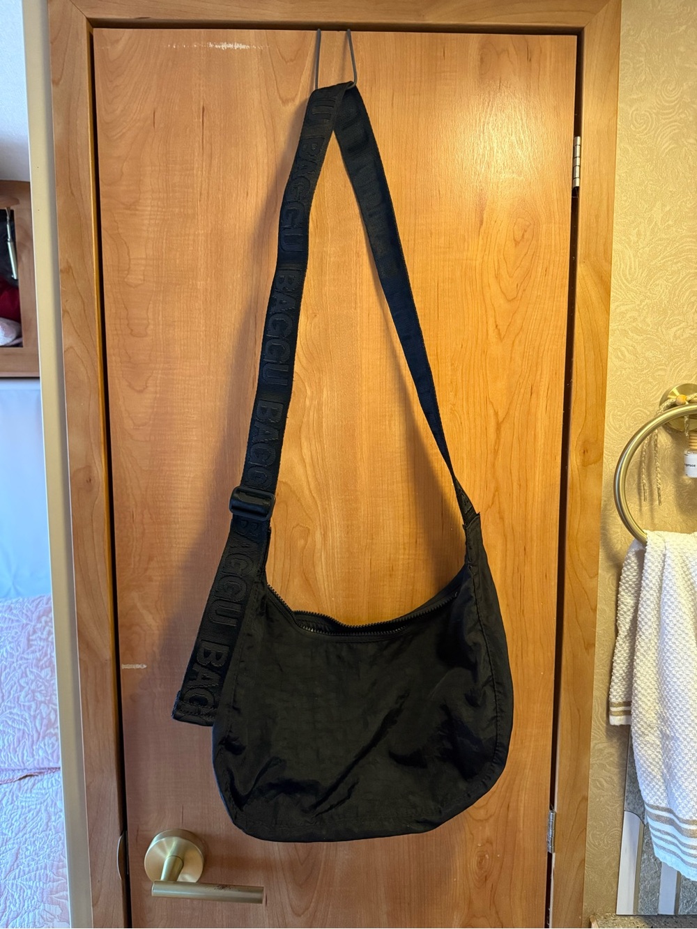 Baggu Medium Crescent Bag Long Strap Black